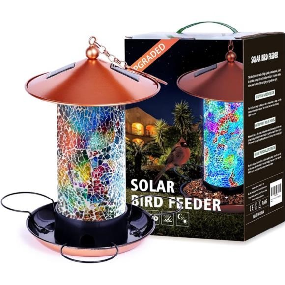 2023 Newest Solar Wild Bird Feeder Hanging for Garden Yard Outside Decoration